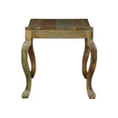 Reclaimed Wood Distressed Finished Indoor/ Outdoor Stool With Cabrioie Legs - Set of 2