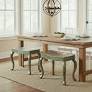 Reclaimed Wood Distressed Finished Indoor/ Outdoor Stool With Cabrioie Legs - Set of 2