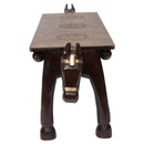 Double Horse Head Solid Wood Decorative Bench With Brass Foil Cladding