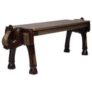 Double Elephant Head Solid Wood Decorative Bench With Brass Foil Cladding