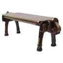 Double Elephant Head Solid Wood Decorative Bench With Brass Foil Cladding