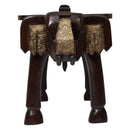 Eclectic Elephant Head Solid Wood Bench Table With Brass Accents
