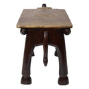 Eclectic Elephant Head Solid Wood Bench Table With Brass Accents