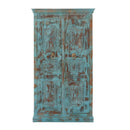 Blue Distressed Hand Carved Vintage Door Bedroom Armoire
