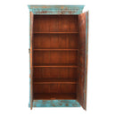 Blue Distressed Hand Carved Vintage Door Bedroom Armoire