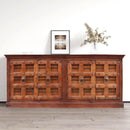 Ranch Style Antique Teak Wood Doors 89" Long Buffet