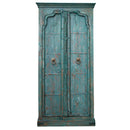Blue Distressed Finished Farmhouse Tall Bedroom Armoire
