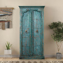 Blue Distressed Finished Farmhouse Tall Bedroom Armoire