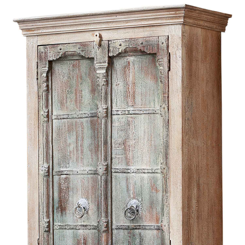 Off White Distressed Finished 84 Inches Tall Armoire Cabinet