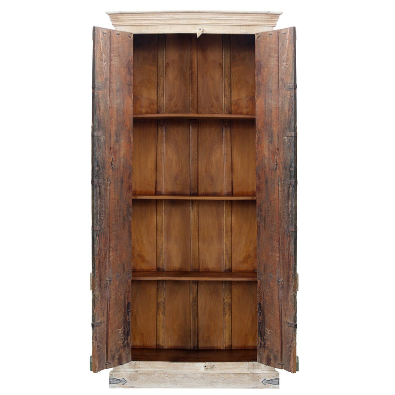 Off White Distressed Finished 84 Inches Tall Armoire Cabinet