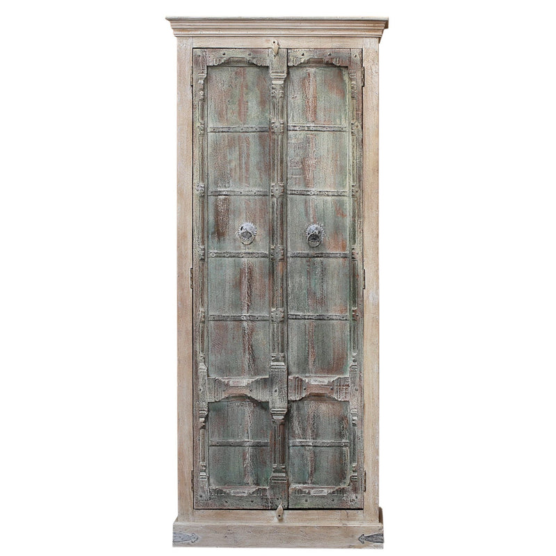 Off White Distressed Finished 84 Inches Tall Armoire Cabinet