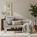 Farmhouse Style White Distressed Finished 3-Seater Solid Wood 63" Long Bench