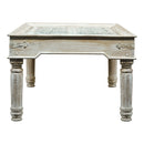 79" Long Carved Antique Door Dining Table - Distressed White