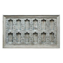 1800s Carved Antique Door Dining Table In Distressed White Finish