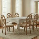 79" Long Carved Antique Door Dining Table - Distressed White