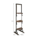 Farmhouse Style Iron & Wood Display Rack With Mirror