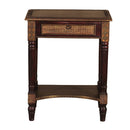 Elegant Brass Foil Accented Side Table Nightstand With Drawer