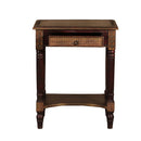 Elegant Brass Foil Accented Side Table Nightstand With Drawer