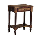 Elegant Brass Foil Accented Side Table Nightstand With Drawer