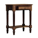 Elegant Brass Foil Accented Side Table Nightstand With Drawer
