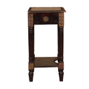 Elegant Brass Foil Accented Side Table Nightstand With Drawer