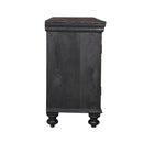 Distressed Ash Gray Finish Media Console With Grill Accents