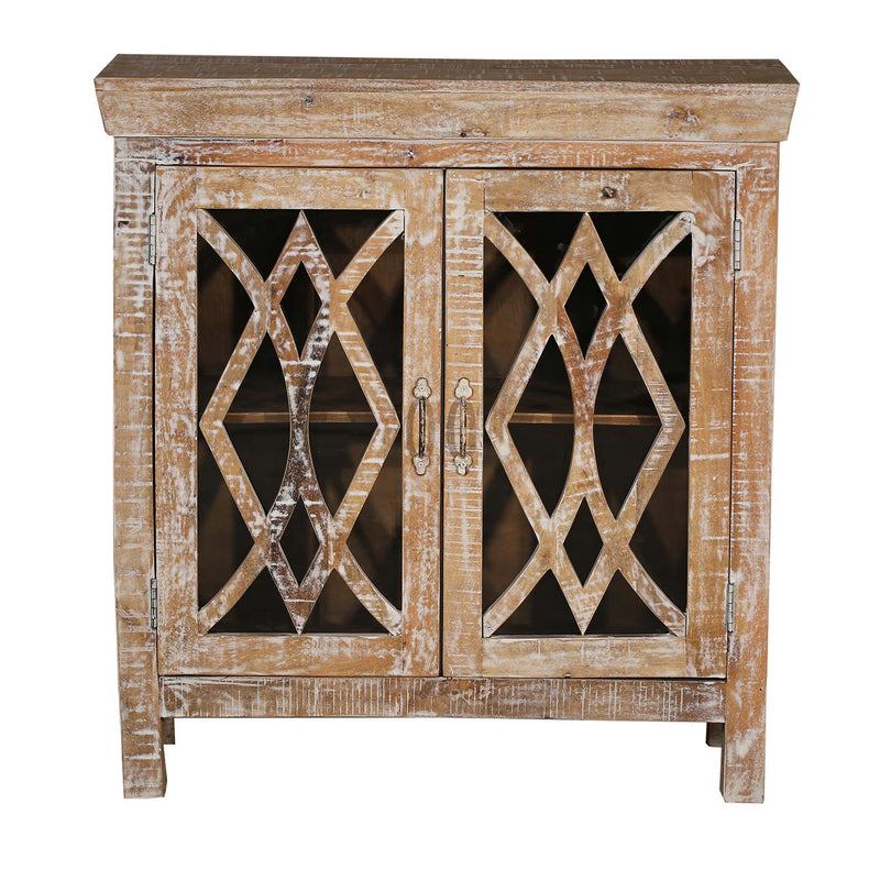 Farmhouse Style 2-Door Modern Cabinet With Glass Doors