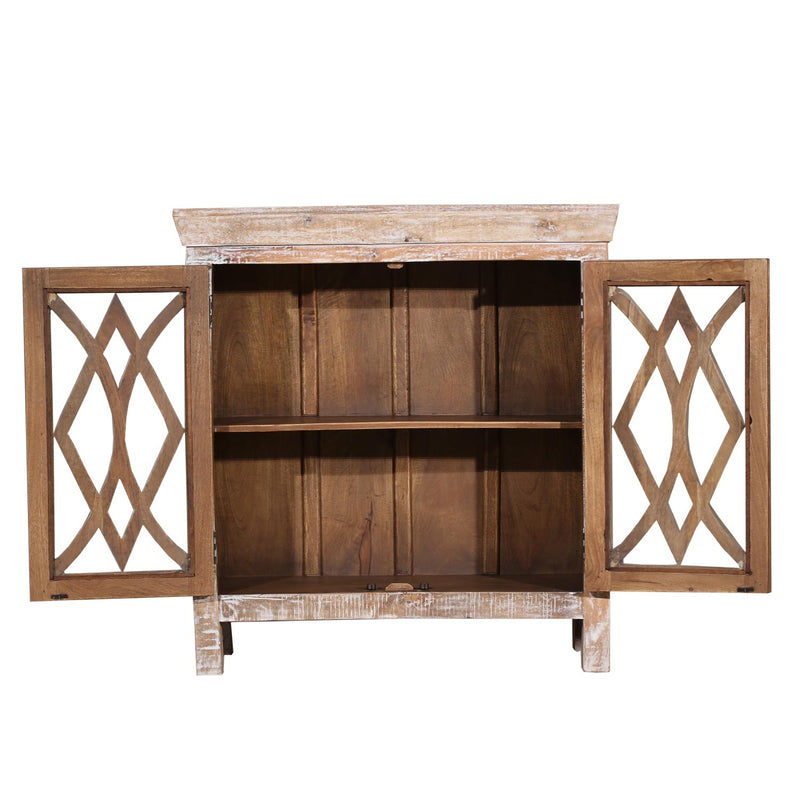 Farmhouse Style 2-Door Modern Cabinet With Glass Doors