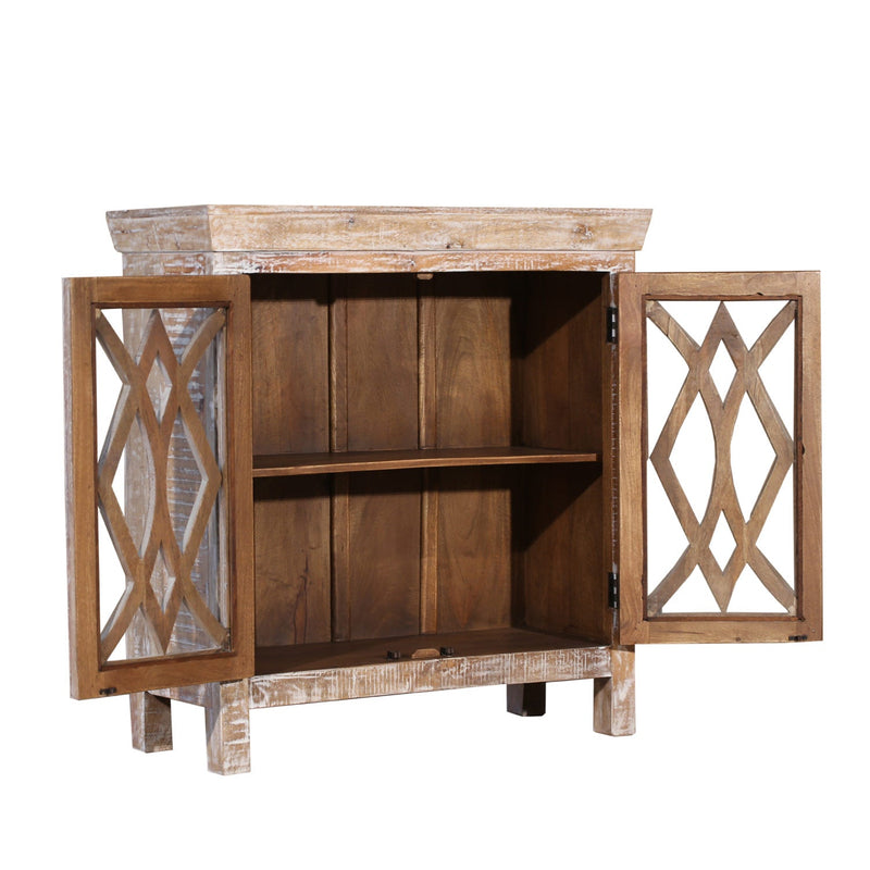 Farmhouse Style 2-Door Modern Cabinet With Glass Doors