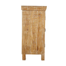 Farmhouse Style 80" Long Distressed Credenza With Glass Doors