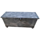 Detailed Hand Carved Wooden Distressed Gray 47" Long Chest
