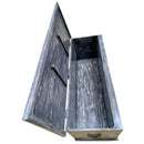 Detailed Hand Carved Wooden Distressed Gray 47" Long Chest