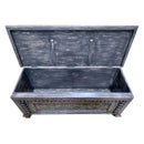 Detailed Hand Carved Wooden Distressed Gray 47" Long Chest