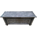 Detailed Hand Carved Wooden Distressed Gray 47" Long Chest
