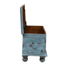 Farmhouse Style Distressed Blue Hand Carved 54" Long Bed End Chest