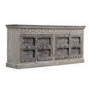 Ranch Style 4 Antique Door 88" Long Sideboard In Distressed Finish