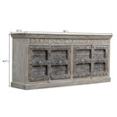 Ranch Style 4 Antique Door 88" Long Sideboard In Distressed Finish