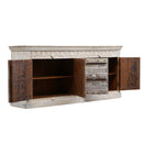 Ranch Style 4 Antique Door 88" Long Sideboard In Distressed Finish