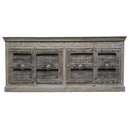 Ranch Style 4 Antique Door 88" Long Sideboard In Distressed Finish