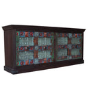 Farmhouse Style Carved Colored Antique Doors 87" Long Buffet