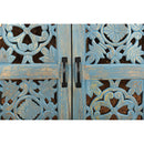Farmhouse Style  Lattice Carved Solid Wood 32" Wide 2 Door Storage Cabinet