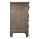 Intricately Hand Carved Distressed Gray 27 in. Tall  Nightstand