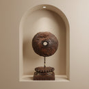 1800s Antique Pulley Repurposed Display On Column Base 23 in. Tall Shelf Decor
