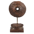 1800s Antique Pulley Repurposed Display On Column Base 23 in. Tall Shelf Decor