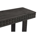 Mid Century Modern Carved 65" Long Solid Wood Distressed Black Console
