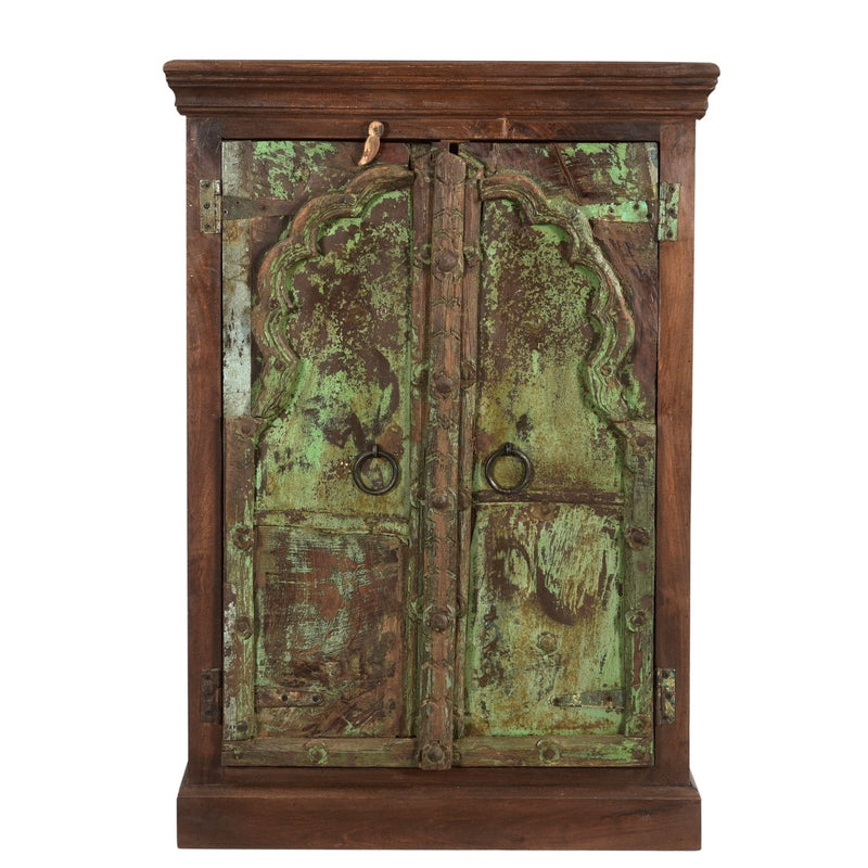 Antique Arched Teak Wood 2 Door Storage Cabinet