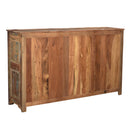 Farmhouse Style Distressed Reclaimed Wood 66 in. Long 3 Door Sideboard
