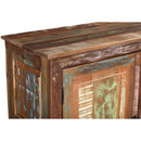 Farmhouse Style Distressed Reclaimed Wood 66 in. Long 3 Door Sideboard