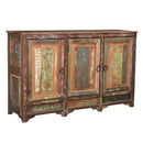 Farmhouse Style Distressed Reclaimed Wood 66 in. Long 3 Door Sideboard