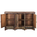 Farmhouse Style Distressed Reclaimed Wood 66 in. Long 3 Door Sideboard